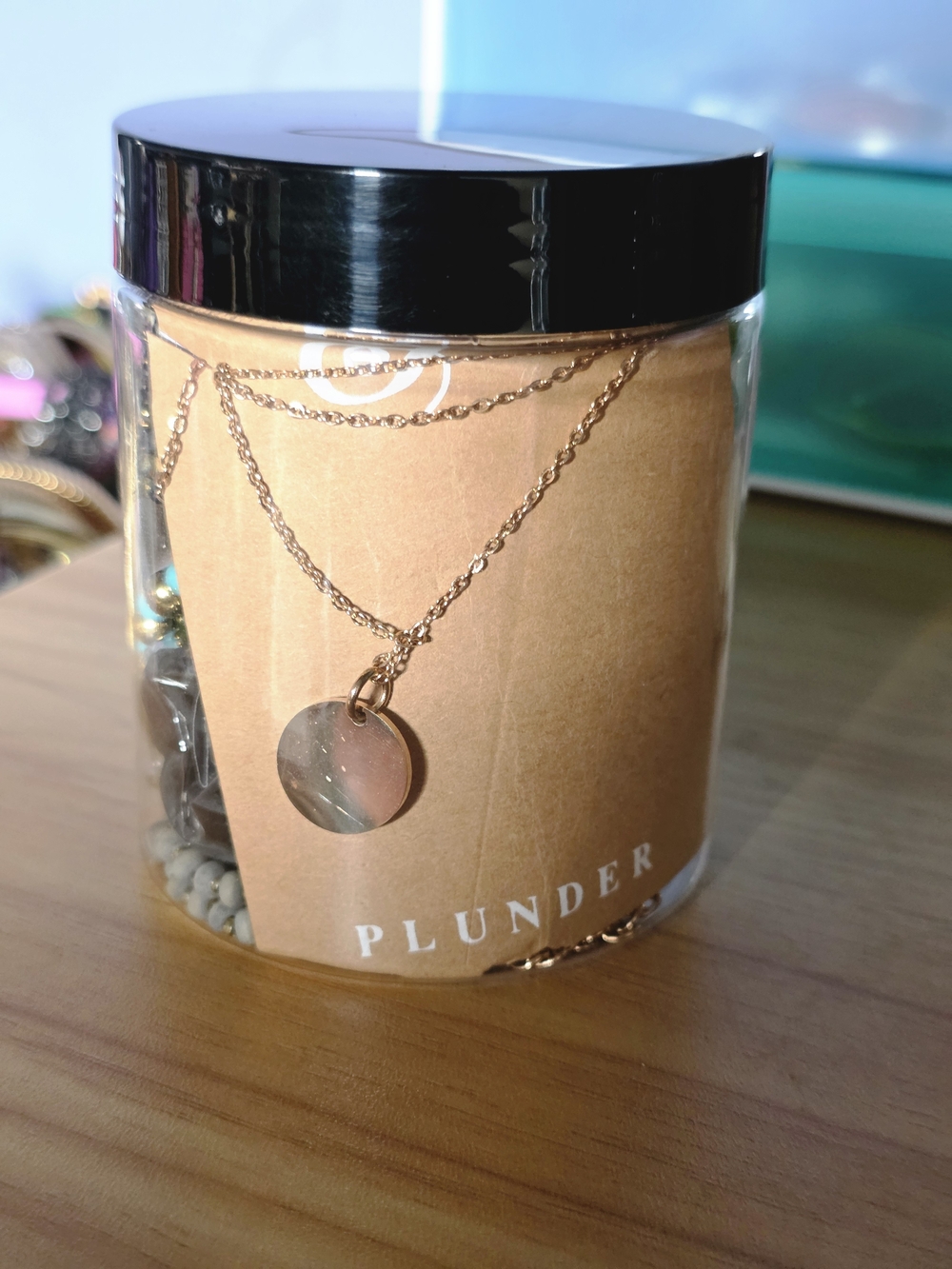 Plunder Rose Gold Disc Pendant Necklace - Gold